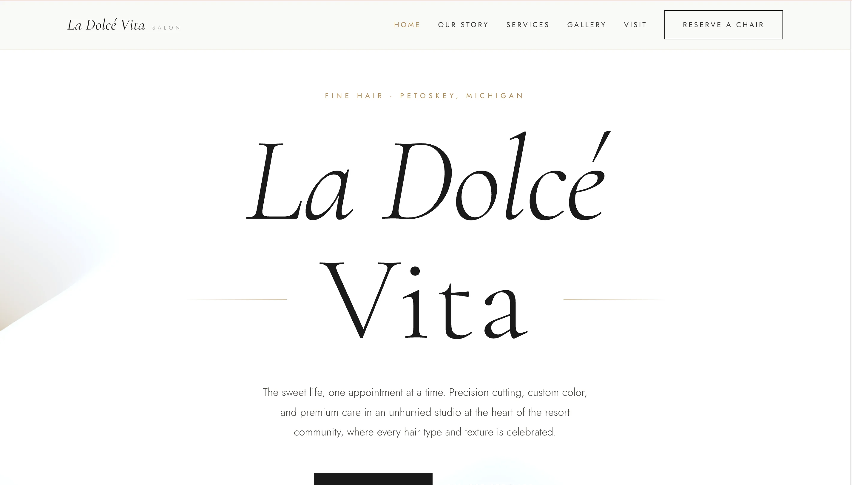 La Dolcé Vita Salon website homepage